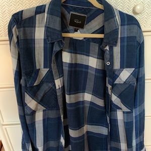 Rails button down plaid denim shirt